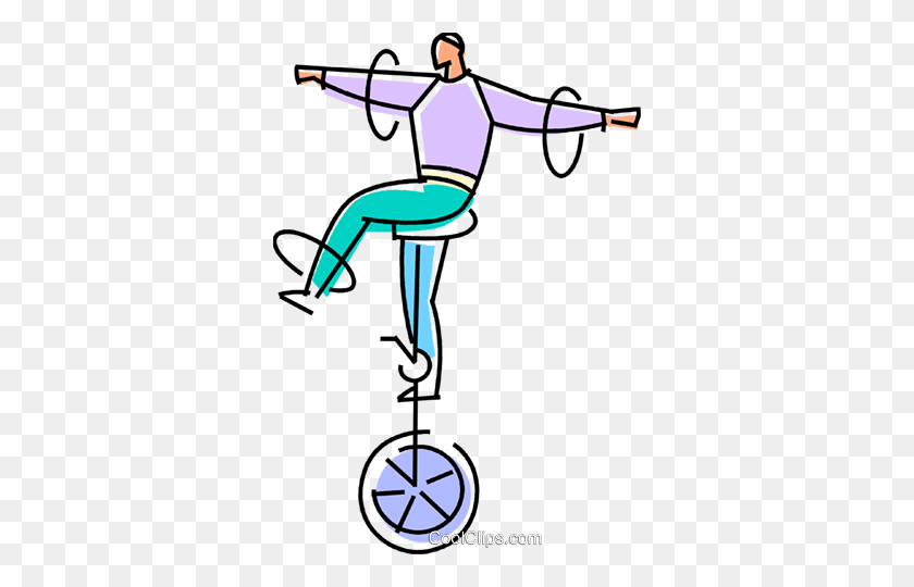 338x480 Circus Performer On A Unicycle Royalty Free Vector Clip Art - Circus Clipart Free Download