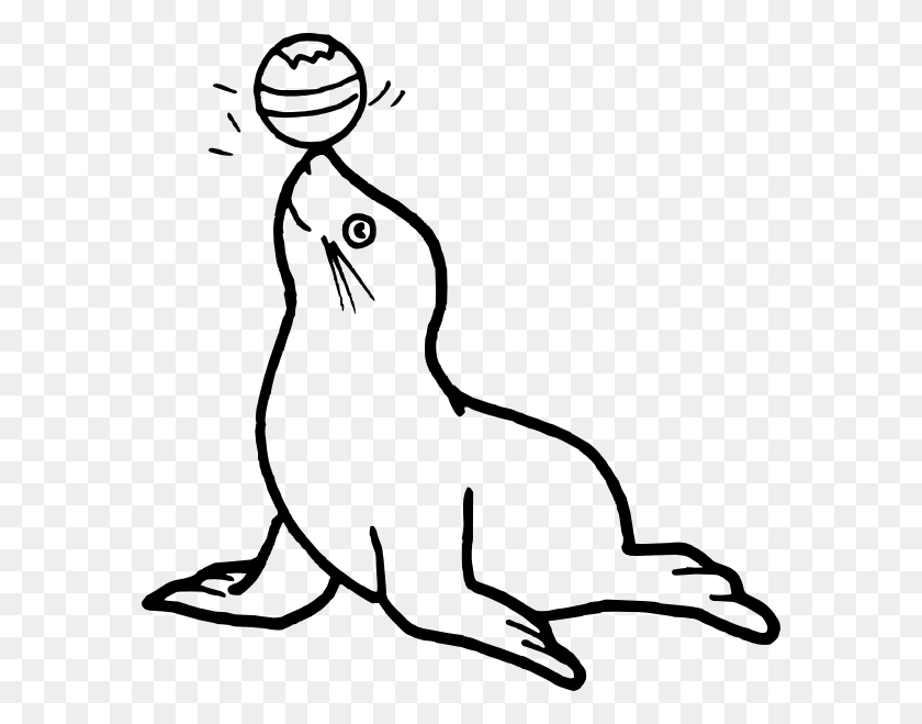 582x599 Circus Seal Clip Art - Seal Clipart Black And White