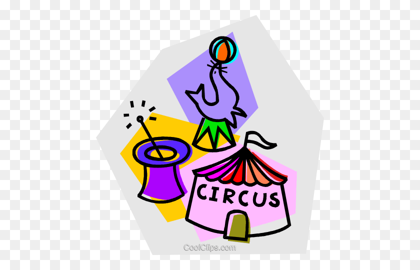 456x480 Circus With Trained Seals And Magic Hat Royalty Free Vector Clip - Magic Hat Clipart