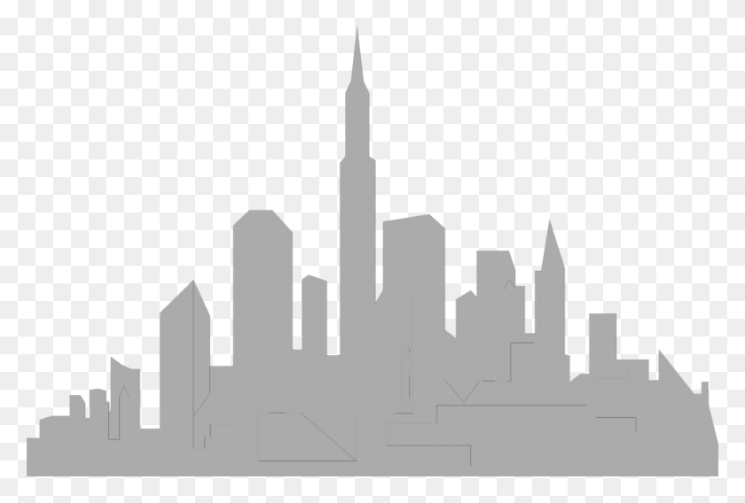 958x624 City Free Stock Photo Illustration Of A City Skyline - New York Skyline Silhouette PNG