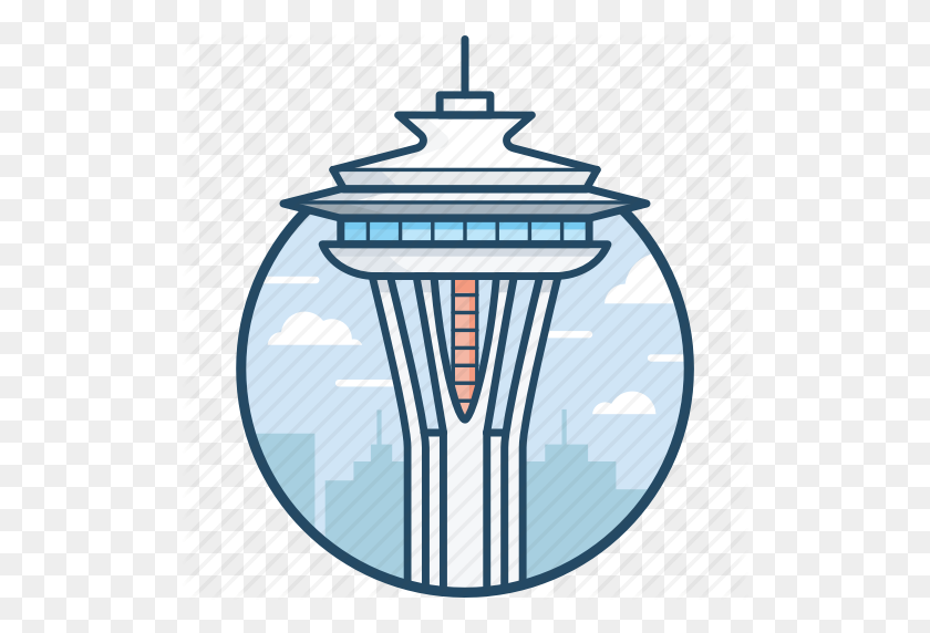 512x512 Ciudad En El Espacio De Imágenes Prediseñadas De Arte Vectorial Space Needle En Seattle - Needle Clipart