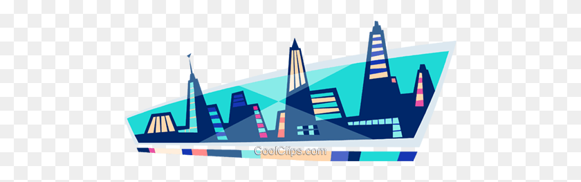 480x203 City Scape Royalty Free Vector Clipart Illustration - City Clipart