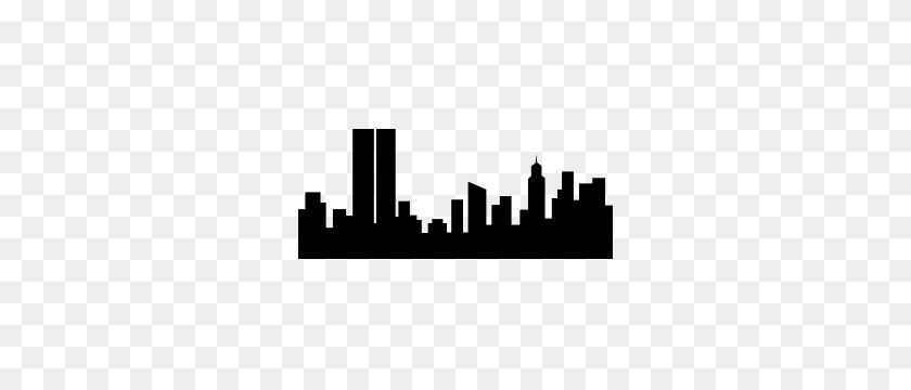 300x300 City Skyline With Twin Towers Sticker - Twin Towers Clipart