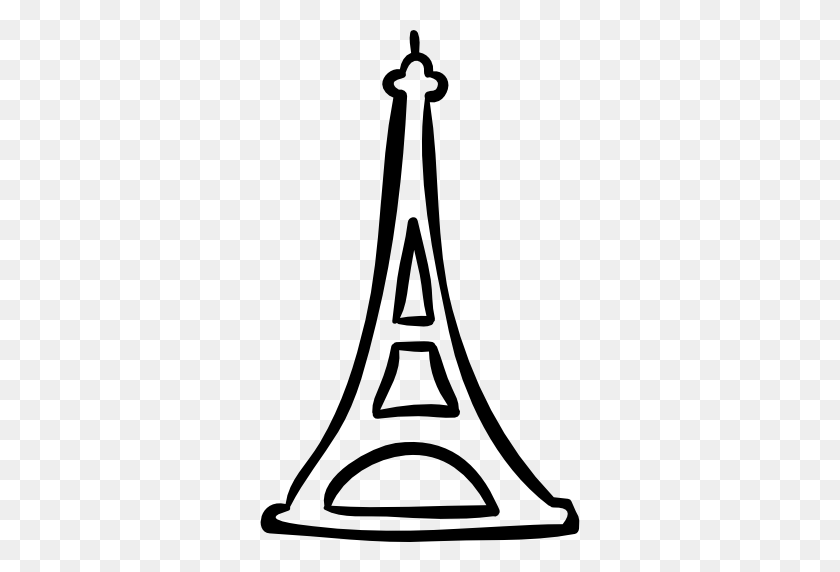 512x512 City, Tower, Buildings, Outline, Outlined, Hand Drawn, Travel - Eiffel Tower Black And White Clipart