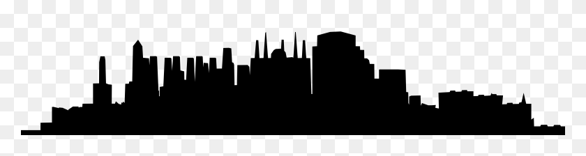 8000x1686 Cityscape Silhouette Png Clip - Skyscraper Clipart