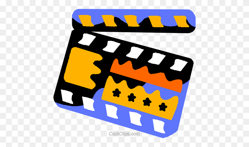 480x435 Clap Board Royalty Free Vector Clip Art Illustration - Movie Clapboard Clipart