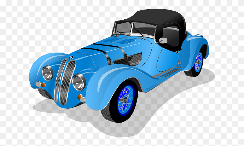640x445 Клипарт Классический Автомобиль - Синий Автомобиль Клипарт