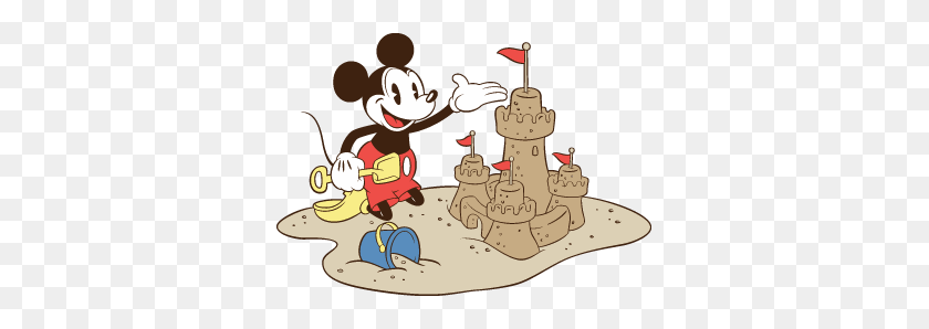 339x238 Mickey Clásico Con El Castillo De Arena Completado En La Playa My - Sand Castle Clipart