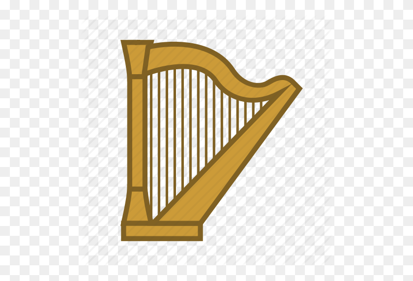 512x512 Classical Music, Harp, Instruments, Music, Musical Instrument - Harp PNG