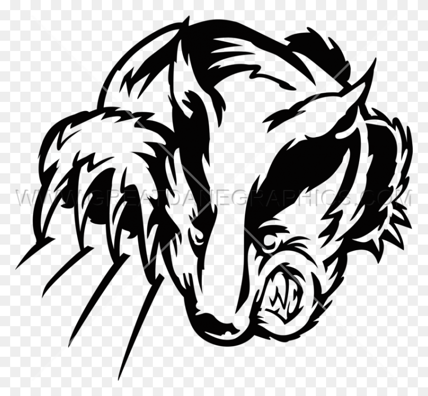 825x759 Clawing Badger Production Ready Artwork For T Shirt Printing - Badger PNG