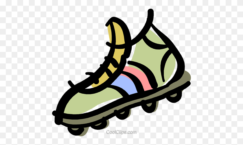 480x443 Cleatshoe Royalty Free Vector Clipart Illustration - Cleats Clipart