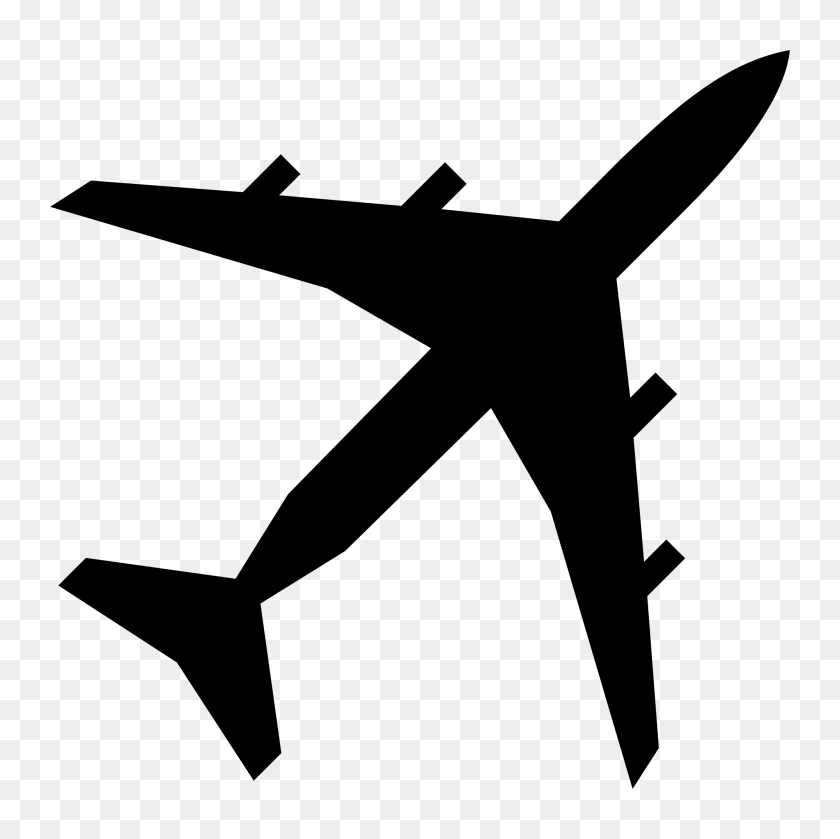 2000x2000 Clip Art Airplane Silhouette Winging - Airplane Black And White Clipart