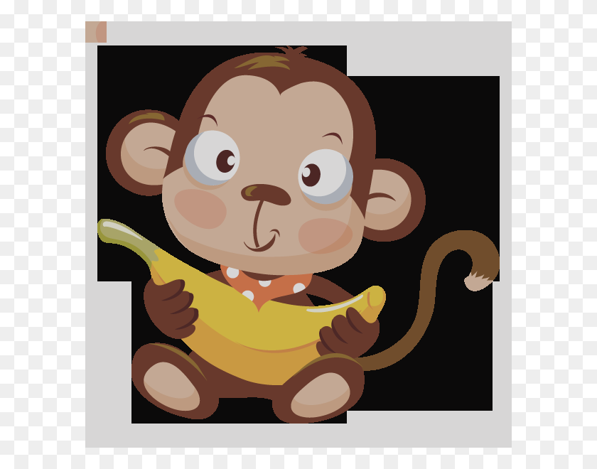 600x600 Clipart Baby Monkey Con Banana Imágenes Prediseñadas - Baby Monkey Clipart