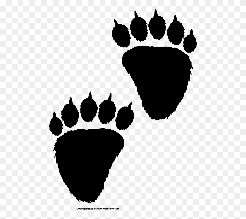 504x688 Clipart Bear Foot Prints Footprint Clipart - Huella Clipart Blanco Y Negro