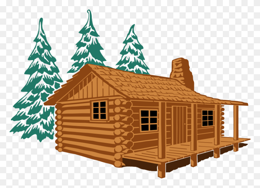 792x557 Clip Art Black And White Log Cabin Clipart - Country House Clipart