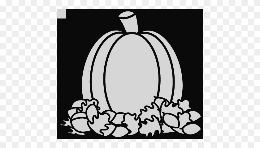 471x420 Картинки Черно-Белая Тыква В Осенних Листьях Картинки - Тыквенный Лист Клипарт