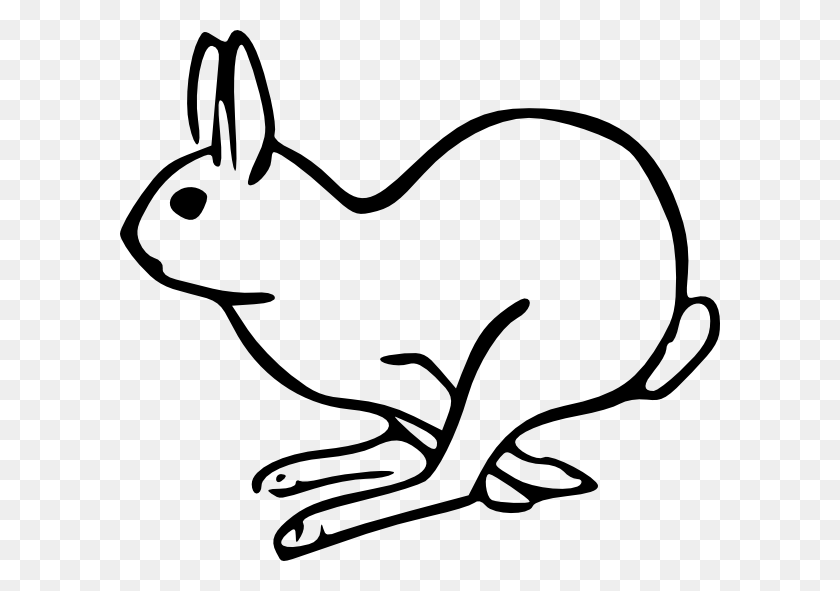 600x531 Clip Art Black And White Rabbit - Baby Bunny Clipart