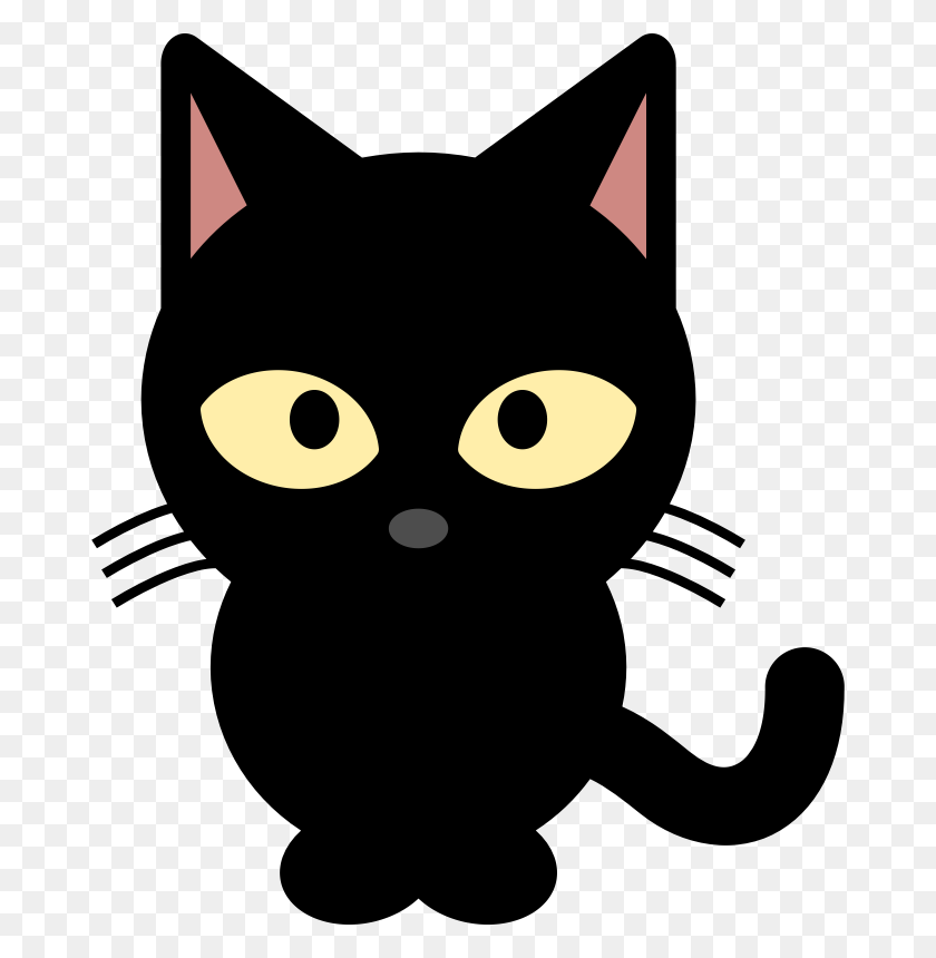676x800 Картинки Черная Кошка - Хэллоуин Милый Клипарт