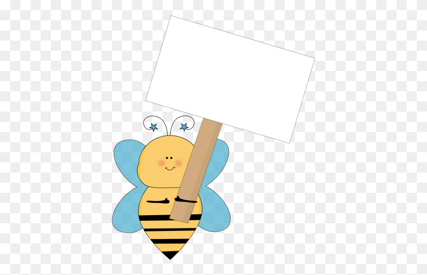 400x482 Clip Art Blue Star Bee Holding A Blank Sign Clip Art - Blank Sign Clipart