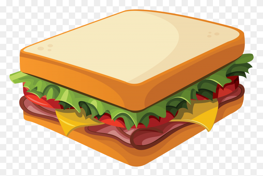 3445x2218 Clip Art Breakfast Sandwich Clipart Kid - Picnic Food Clipart