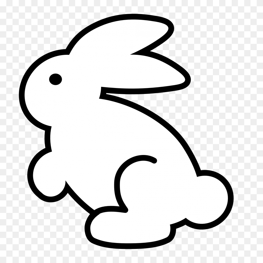 1979x1979 Clip Art Bunny Black And White Cute Rabbit Clipart Black And White - Hopping Bunny Clipart