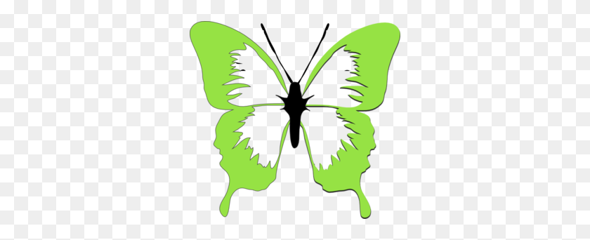 300x282 Клип Арт Бабочка Зеленый Яркий На Clker Com Вектор Онлайн - Яркий Клипарт