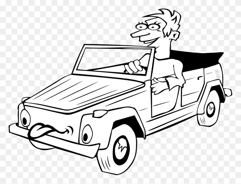 900x671 Clip Art Cartoon Car - Old Car Clipart Black And White