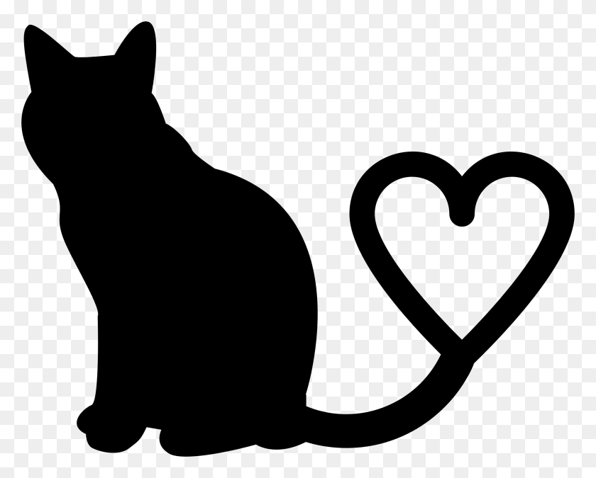 2292x1808 Clip Art Cat Heart Clipart Silhouette Tail - Tail Clipart