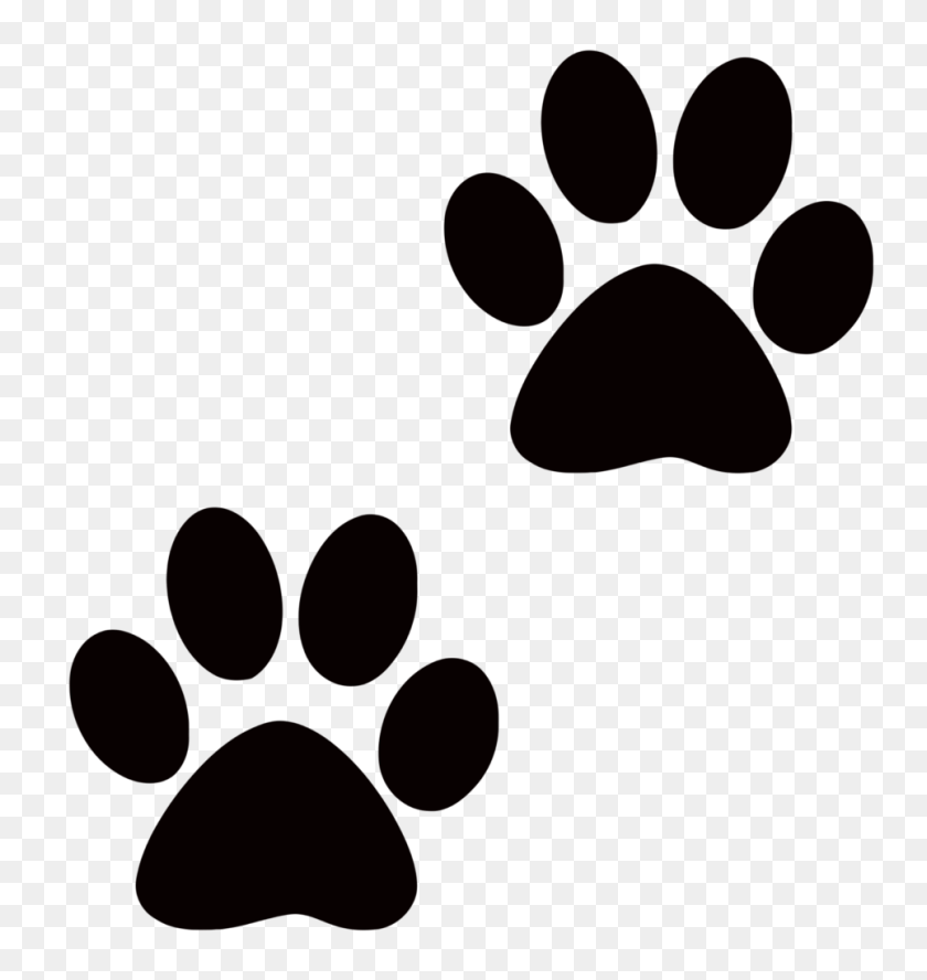 964x1024 Clip Art Cat Print Winging - Footprint Clipart Black And White