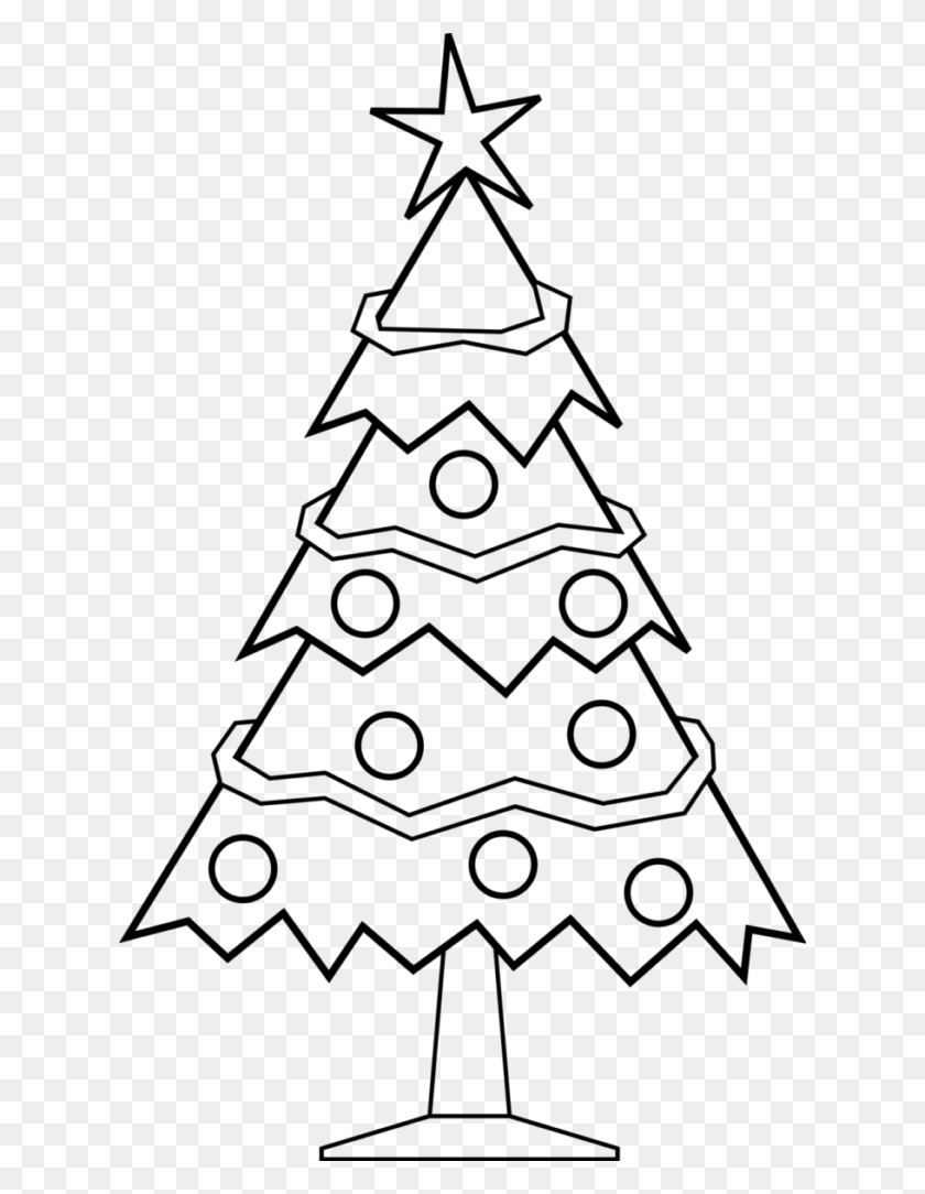 624x1024 Clip Art Christmas Black And White - Vintage Christmas Tree Clipart