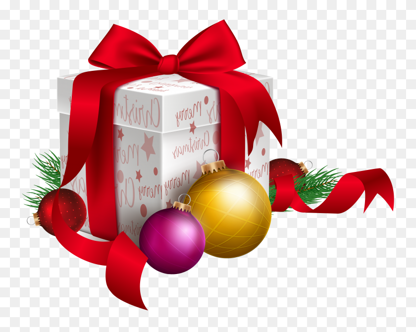 6342x4961 Clip Art Christmas, Christmas - Christmas Tree With Presents Clipart