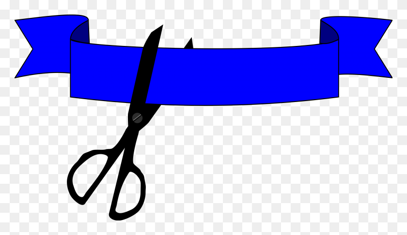 2400x1311 Clip Art Cutting Blue Ribbon Clipart - Ribbon Clipart Free