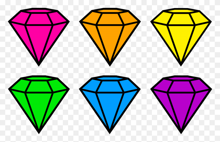 8673x5386 Clip Art Design Of Six Diamonds In Neon Colors Neon All Around - Colors Clipart
