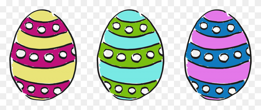 2400x906 Clip Art Easter Eggs - Funny Easter Clipart