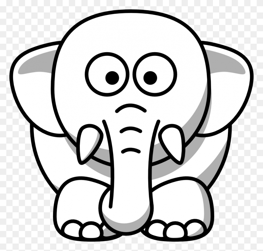 999x954 Clip Art Elephant Copy Black White Line Animal - Copy Clipart