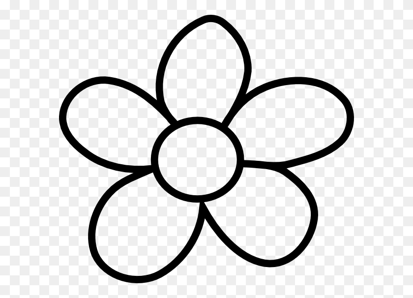 600x546 Clip Art Flower Black And White - Flower Pattern Clipart