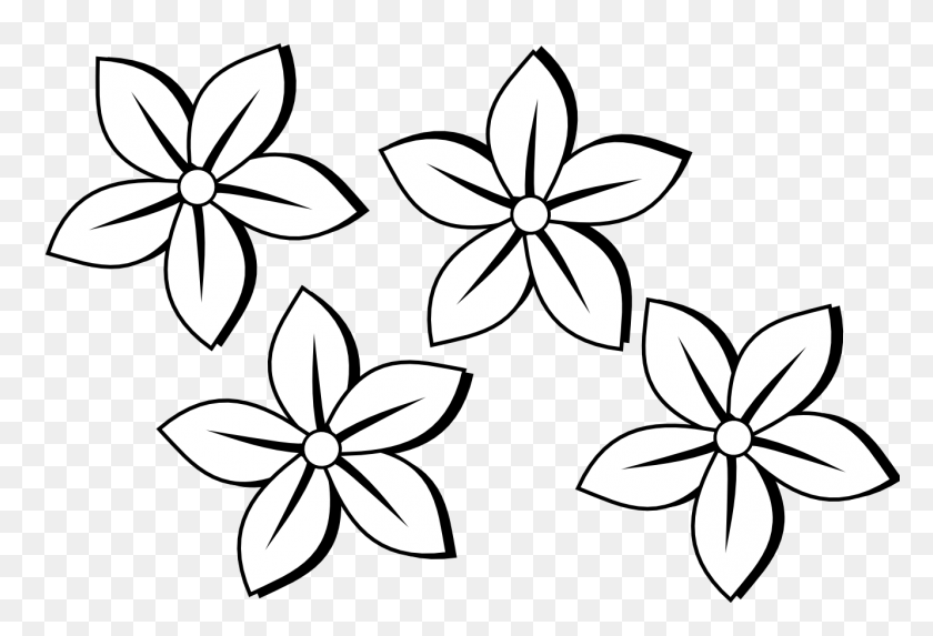 1331x877 Clip Art Flowers Black And White - April Showers Clipart