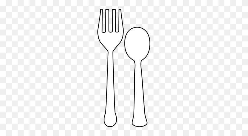179x400 Clip Art Fork And Spoon - Fork Clipart Black And White