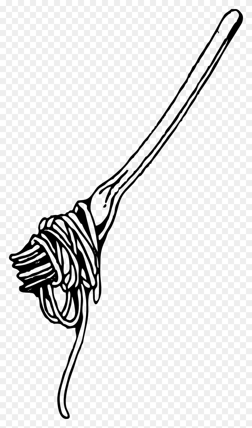 999x1750 Clip Art Fork With Spaghetti Black White Line - Spaghetti Clipart Black And White