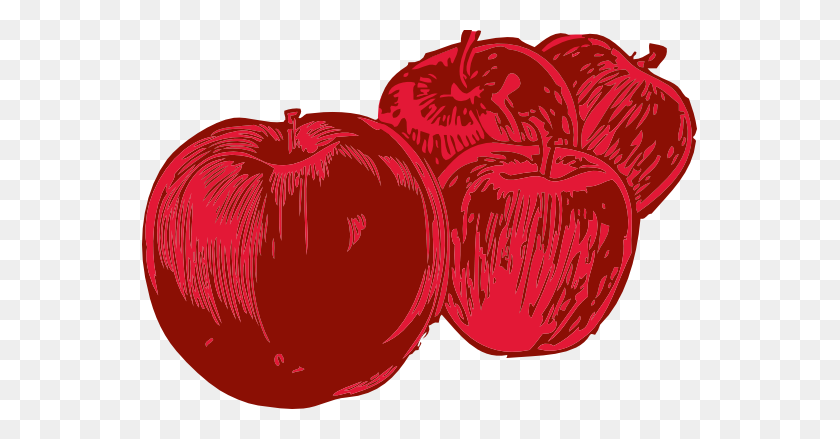 555x379 Clip Art Four Apples - Apple And Books Clipart