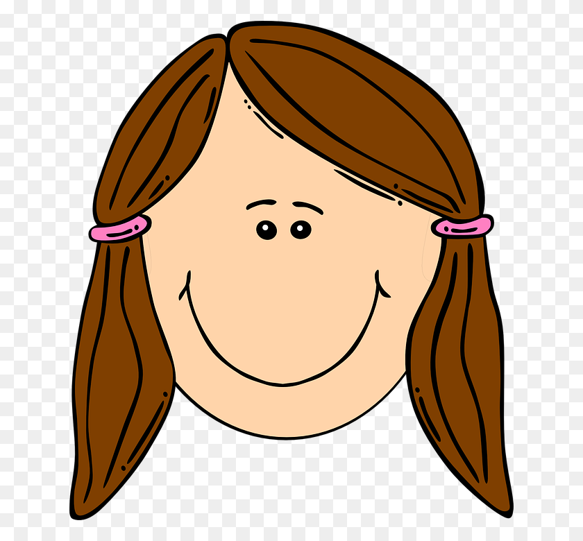 640x720 Клип Арт Бесплатная Векторная Графика Девушка Каштановые Волосы Конский Хвост Счастлива - Самсон Клипарт