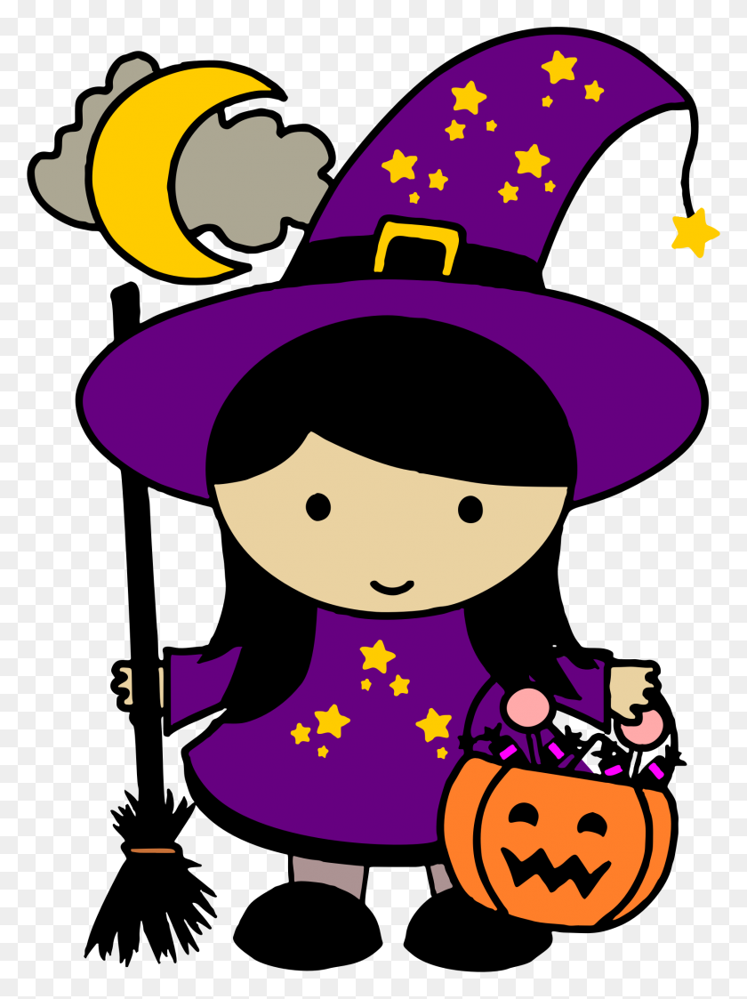 1698x2316 Clip Art Halloween Witches Openclipart Vector Graphics Image - Graduation Hat Clipart