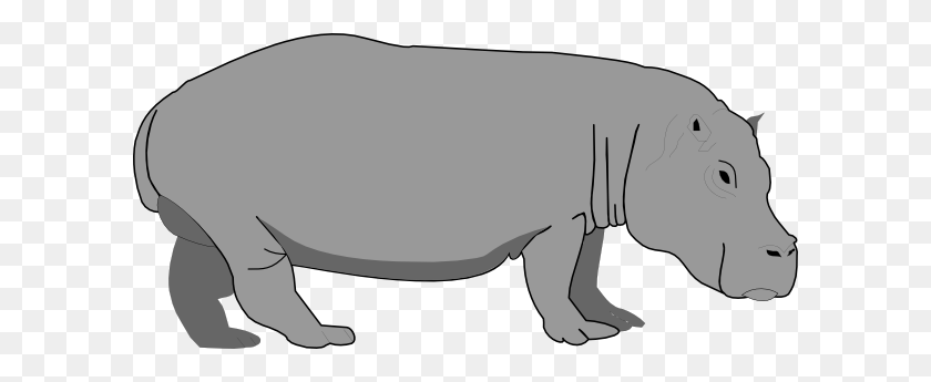600x285 Clip Art Hippo - Water Clipart Black And White