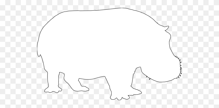 555x353 Clip Art Hippo Silhouette Black White Line Art - Bear Clipart Silhouette