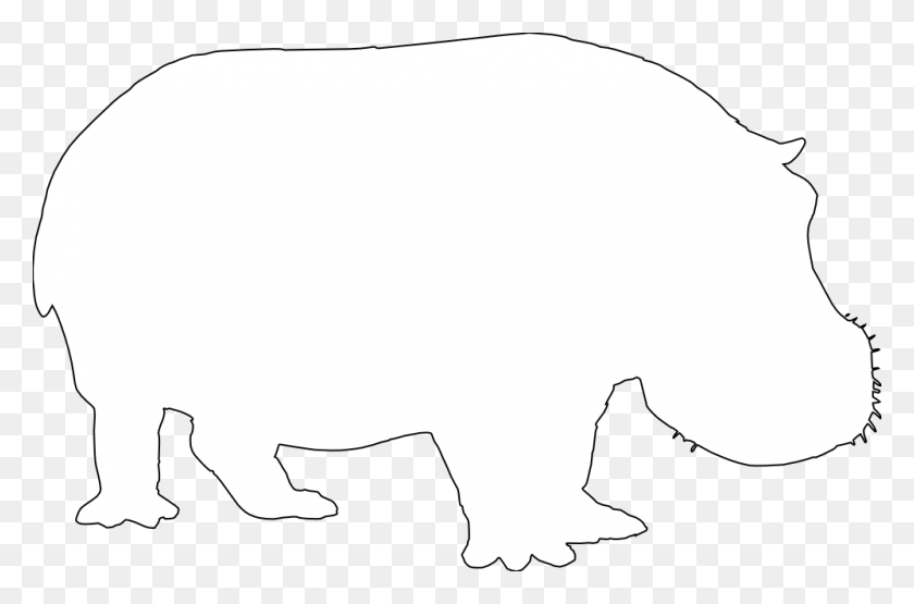 999x635 Clip Art Hippo Silhouette Black White Line Art - Hippopotamus Clipart Black And White