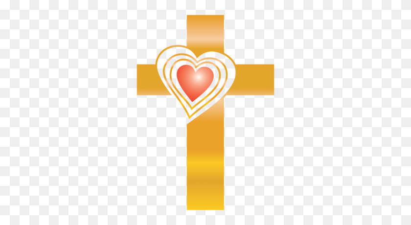 282x400 Картинки Золотое Сердце Креста - Сердце И Крест Клипарт