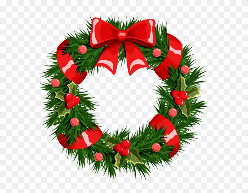600x593 Clip Art Images Of Christmas Wreaths Transparent Wreath Png - Christmas Potluck Clipart