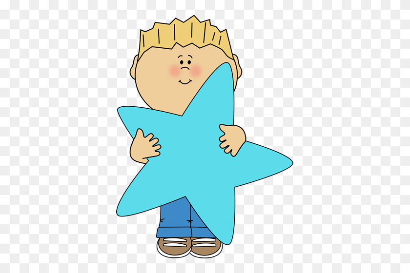 363x500 Clip Art Little Boy Blue Holding A Star - Karaoke Clipart