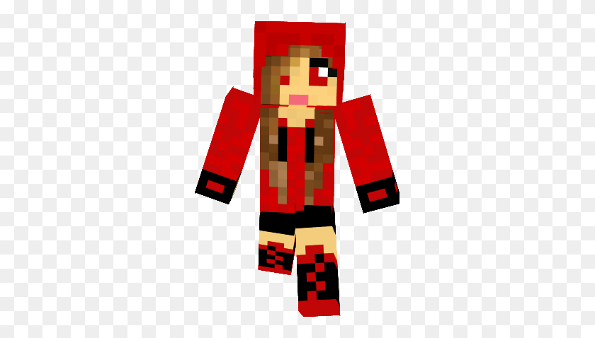 289x418 Clip Art Minecraft Skins Girl Hoodie Cute In Red Clipart - Minecraft Clipart