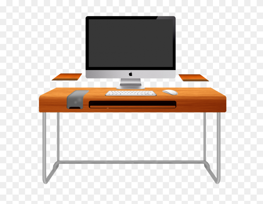2000x1514 Clip Art Modern Orange Computer Desk Design With Black Keyboard - Desk Clipart Black And White